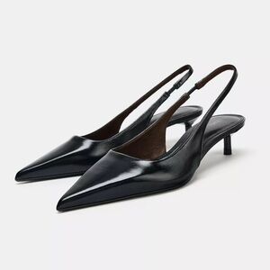 Leather Kitten Slingback